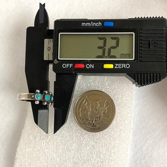 VTG Sterling Silver 925 Snake Eyes Round Turquoise Petit Point Ring Sz 5.75 - Picture 13 of 16